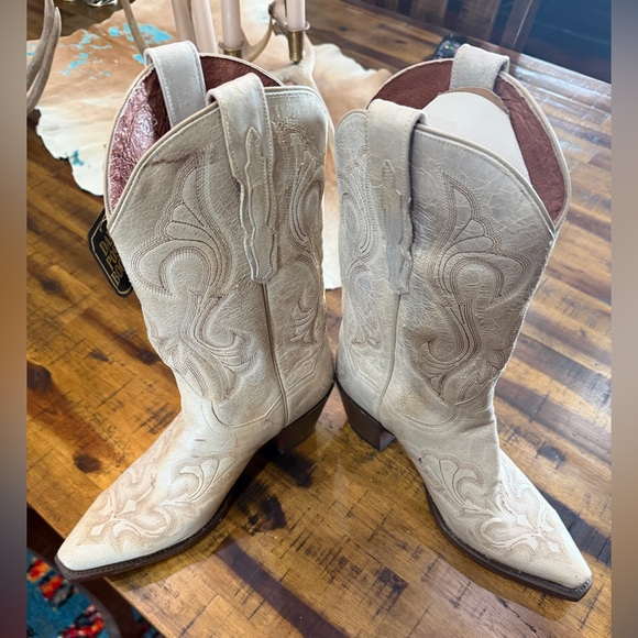 Dan Post Cream Western Boots - Picture 3 of 3